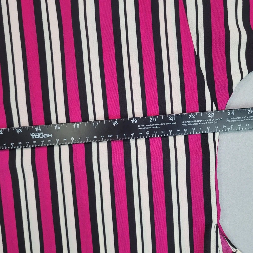 Michael Kors Petite Small Pink Black Striped Side Tie Blouse‎ Top Short Sleeve